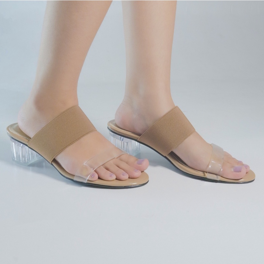 Sandal Wanita Ukuran Besar Jumbo Heels moka Hak Kaca ZGX-718 Sendal Heel Big Size 41-45