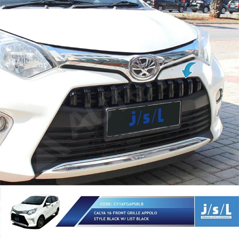 grill depan Calya Apollo hitam list merah silver abu kuning chrome hitam putih gold biru jsl