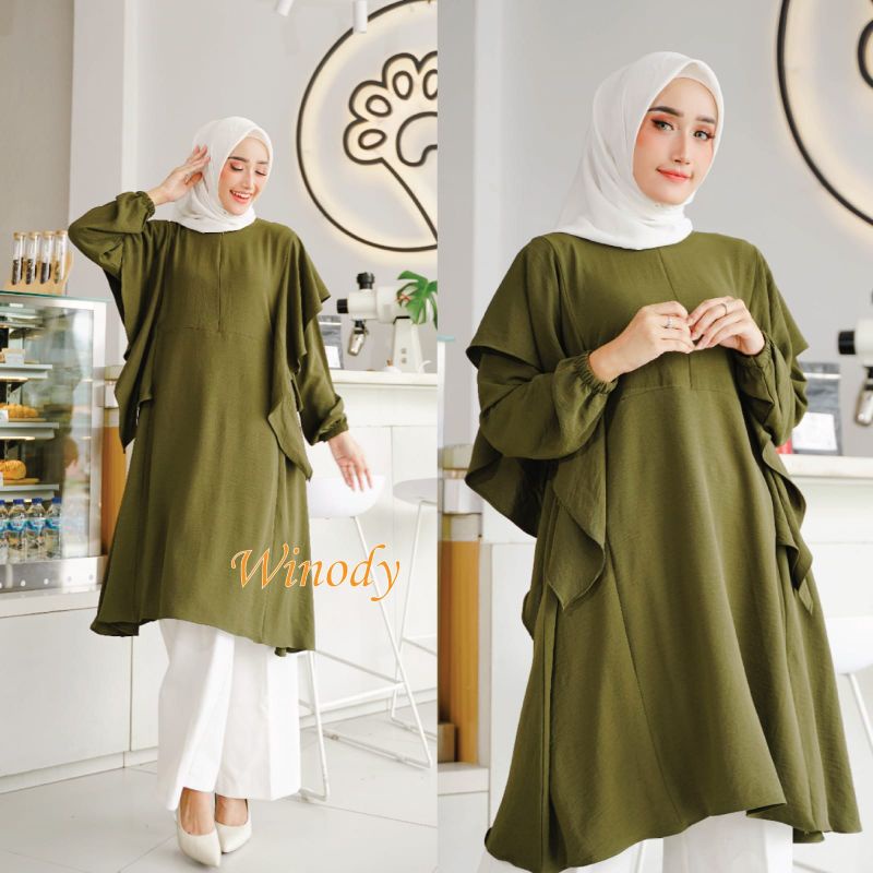 Tunik winody fashion muslim bahan crinkle