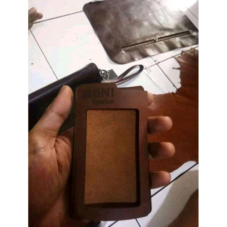 

id card name tag holder kulit asli premium