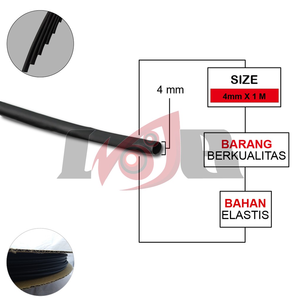 4mm Heat Shrink Selang Bakar Selongsong Isolasi Pelindung Kabel 1Meter