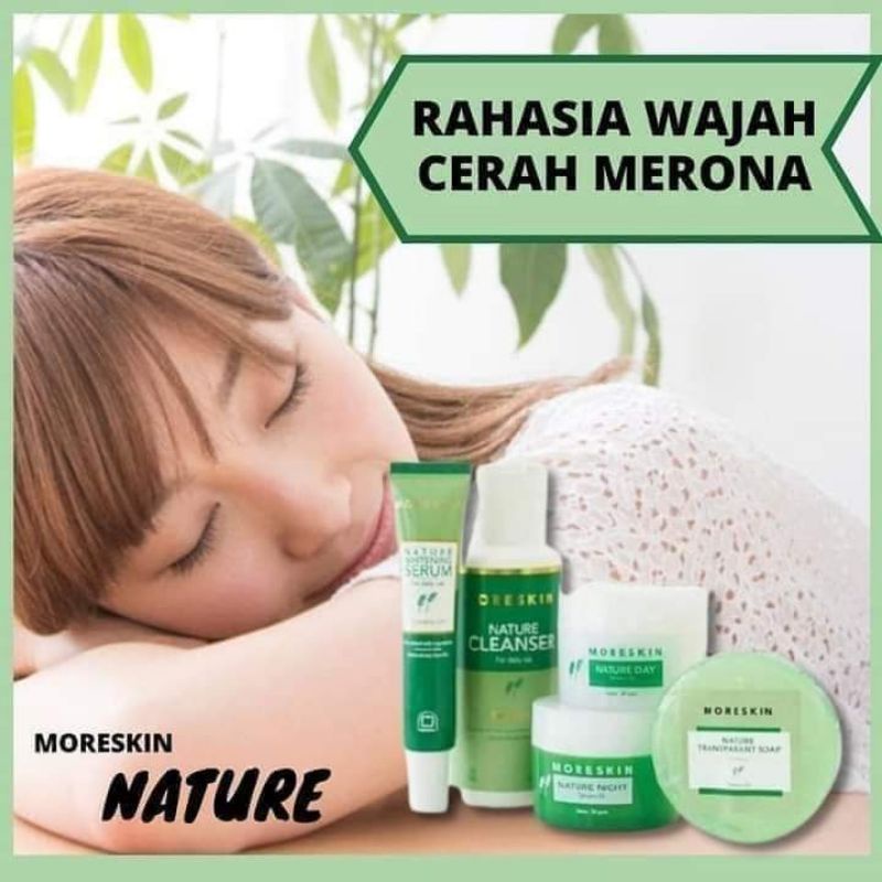 PAKET Kosmetik Make Up Lengkap SkinCare Moreskin Nature Wajah Glowing BPOM Halal Krim Siang Malam Pe