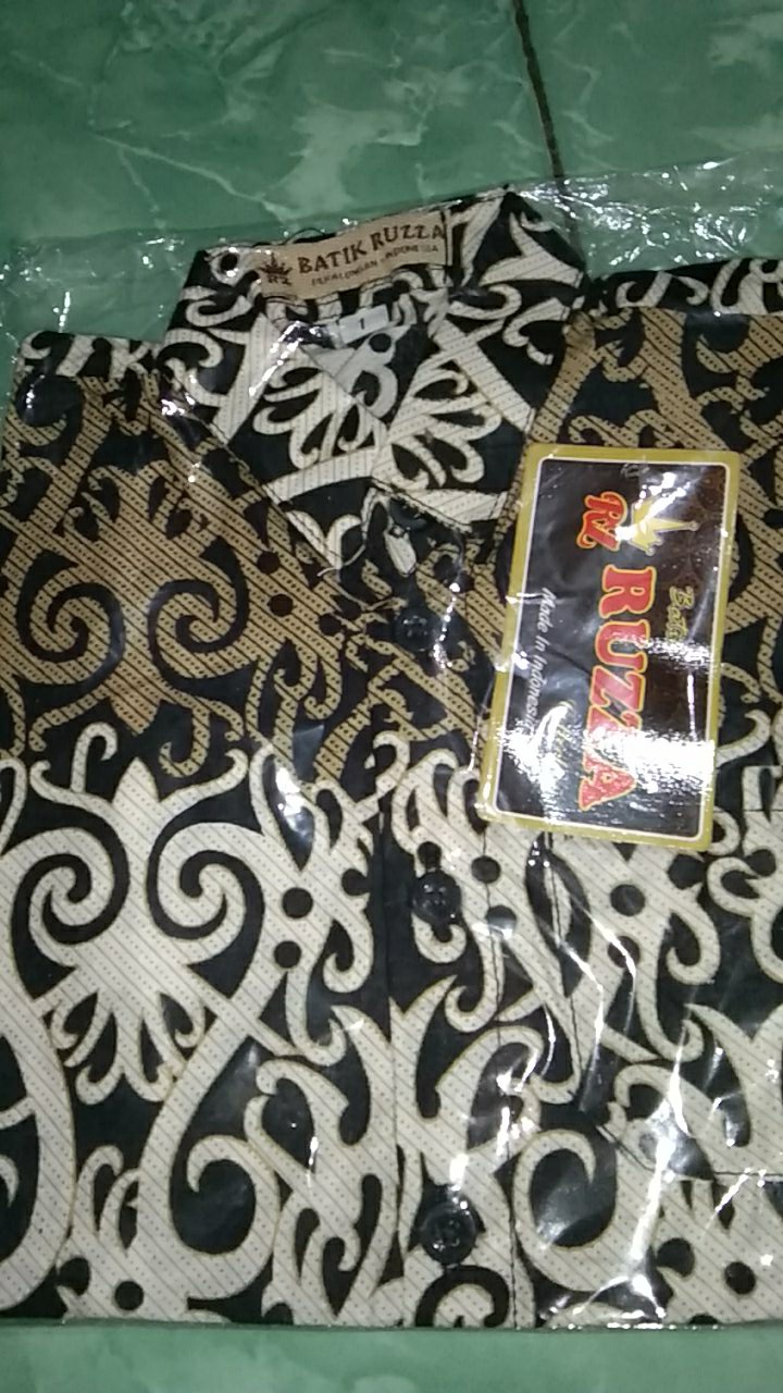 Ruzza Batik Anak Ukuran 0-15 Tahun Kemeja Motif Azmat Putih Tulang