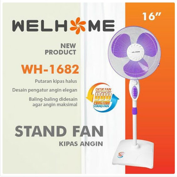 Kipas Angin 2in1 Welhome WH-1682 Fungsi Duduk dan Berdiri SNI