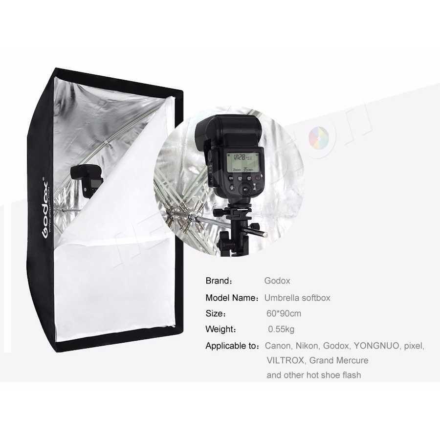 Godox Payung Softbox Reflektor 60x90cm untuk Flash Speedlights - Black