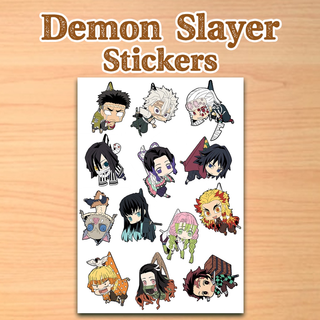 

13 pcs Demon Slayer Sticker Stiker Sheet Waterproof Anti Air Kimetsu no Yaiba Chibi Stickers Hashira KNY Tanjiro Nezuko Zenitsu Inosuke Kanao Shinobu Sanemi Giyuu Rengoku Uzui Mitsuri Iguro Gyomei Muichiro Pillar Gantung Hanged Pinched Cute Chibi
