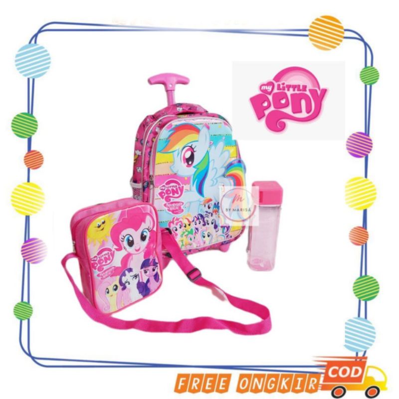 Tas Troli Anak Perempuan Little Pony BT21 Bts Tas Roda Anak Perempuan Tas dorong anak sekolah