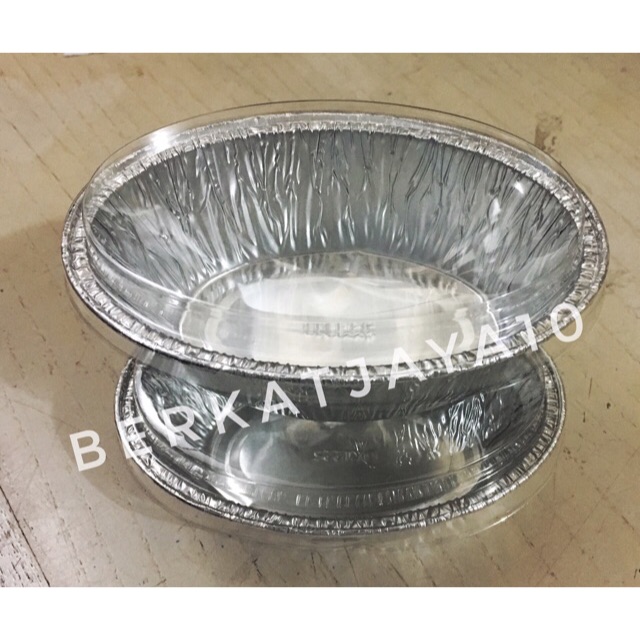 OX 1225 Aluminium Foil Cup + TUTUP Mika (Isi 10 Pcs) OVAL Bowl Tray Alumunium