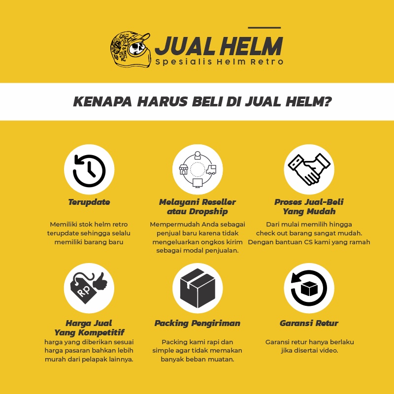 Helm Retro Cakil Modular + Visor Datar Injak ( Vespa / Klasik / Vintage / Bogo )