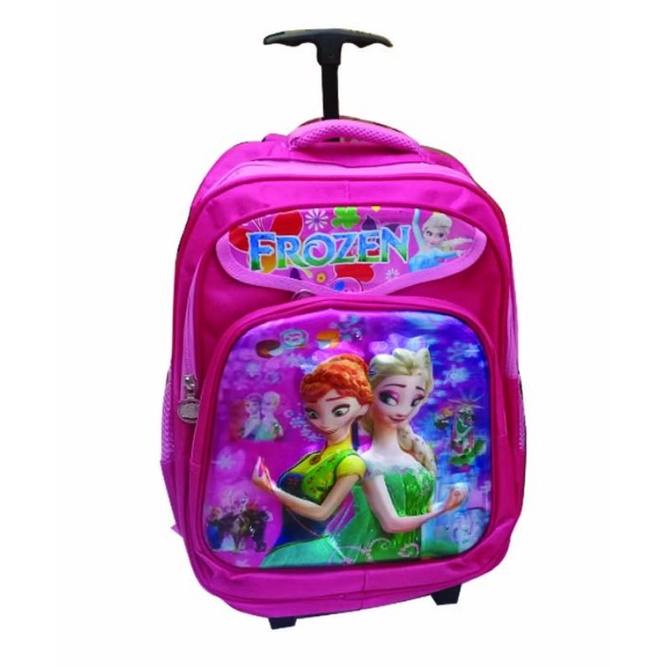 Tas trolley troli dorong anak sekolah motif timbul disney frozen