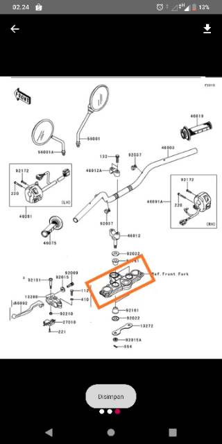 segitiga atas kawasaki klx 150 original / segitiga stang motor kawasaki klx 150