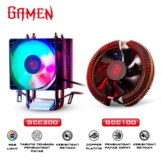 GAMEN Gaming CPU Fan Cooler for Intel and AMD Fan Processor Copper Plated GCC100 / Dual Copper Pipe RGB Light Silver GCC200 / Kipas Pendingin CPU Original - Garansi 1 Tahun