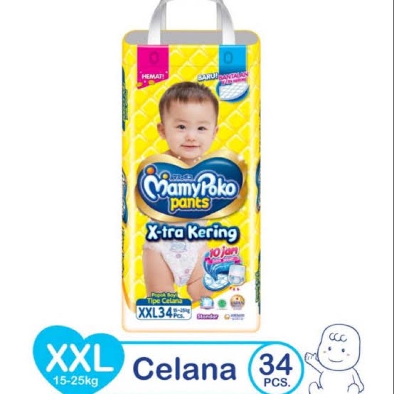 Popok bayi murah,pampers,Mamypoko xtra kering XXL34,kebutuhan anak