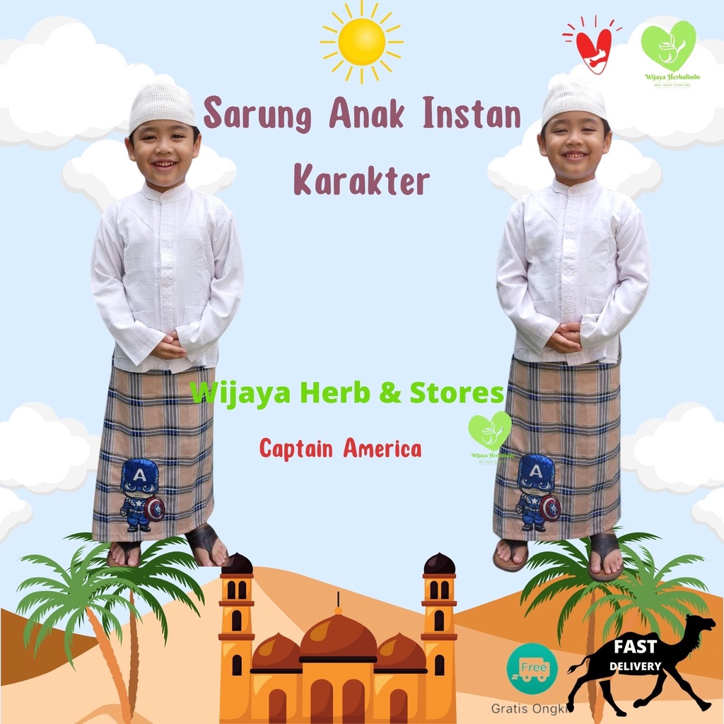 [Super Hero] Sarung Anak Instan Karakter Unik - Spiderman &amp; Captain America - Sarung Rok Anak Bahan Katun - Usia 1 s/d 6 Tahun - Sarung Balita Instan - Sarung Anak SD - Kain Sarung Anak Laki - Laki