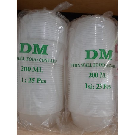 DM 200 ML Bulat (25 pcs)  / Thinwall  Plastik Dm 200 ML / Mangkok Plastik