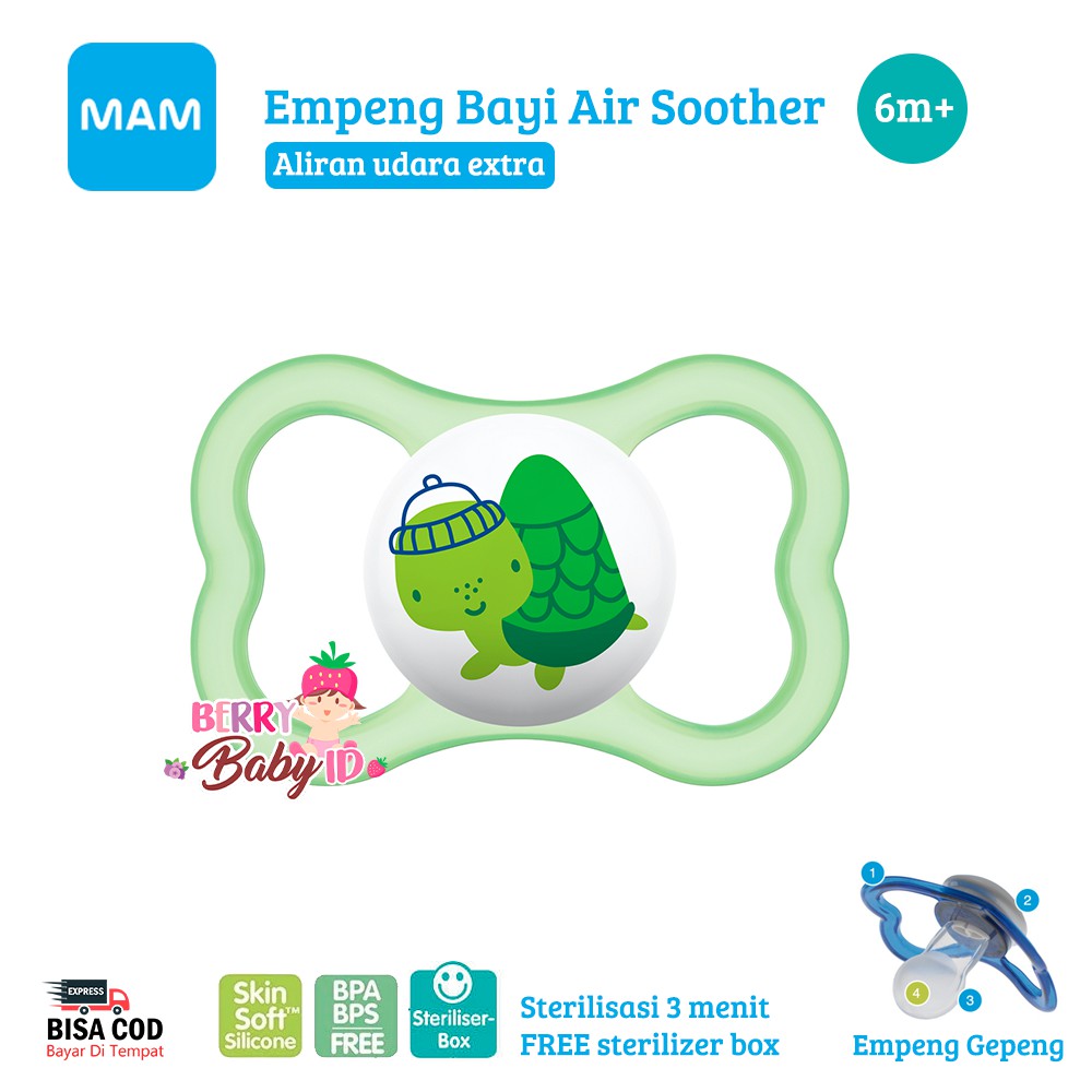 MAM Baby Empeng Bayi 6m+ Silikon Baby Air Soother Orthodontic Pacifier Berry Mart