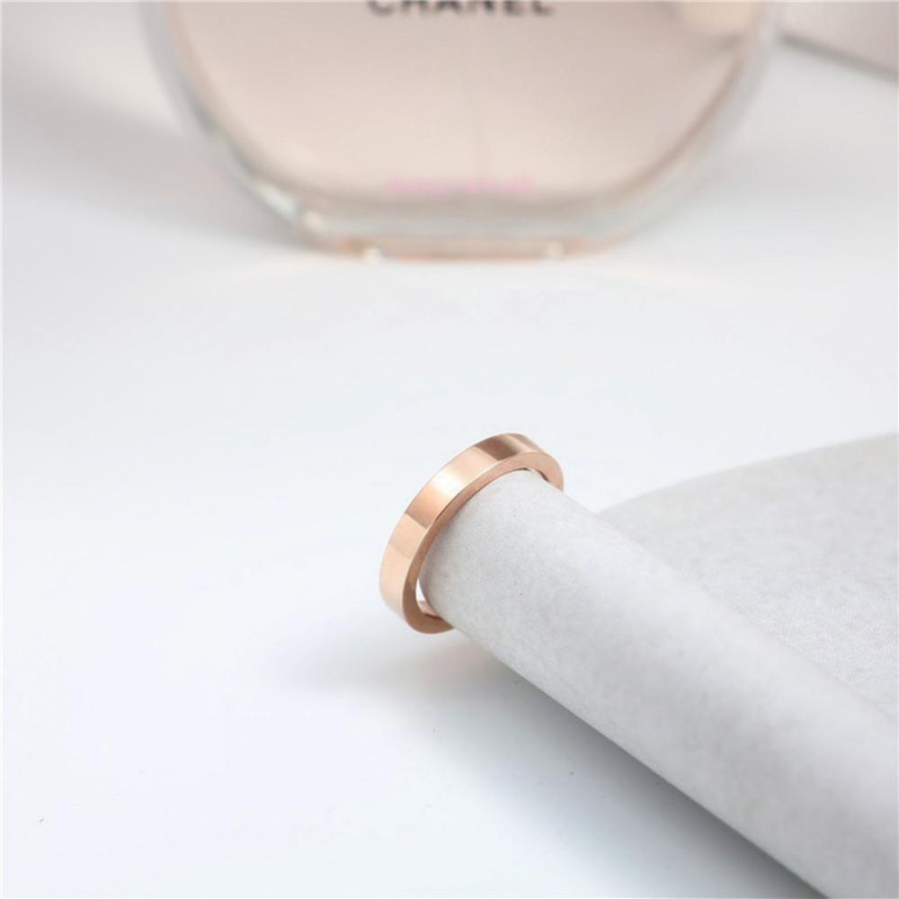 Cincin Bahan Titanium Steel Ukuran 3mm Warna Silver / Gold / Rose Gold / Hitam Untuk Pria / Wanita you A5K4