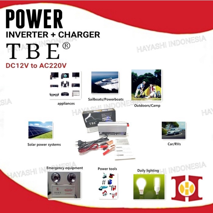 TBE Power Inverter Charger DC 12V T0  AC 220V 500 660 1000 1200 Watt