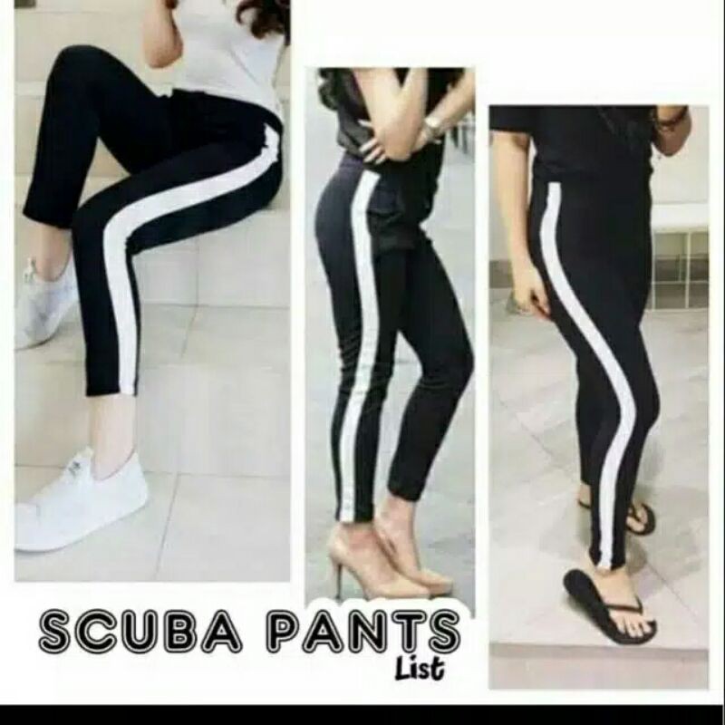 (COD) CELANA LUNA SCUBA STRIP/LEGGING SCUBA TERBARU/CELANA WANITA MURAH BIG SIZE PANTS CELANA SETRIT