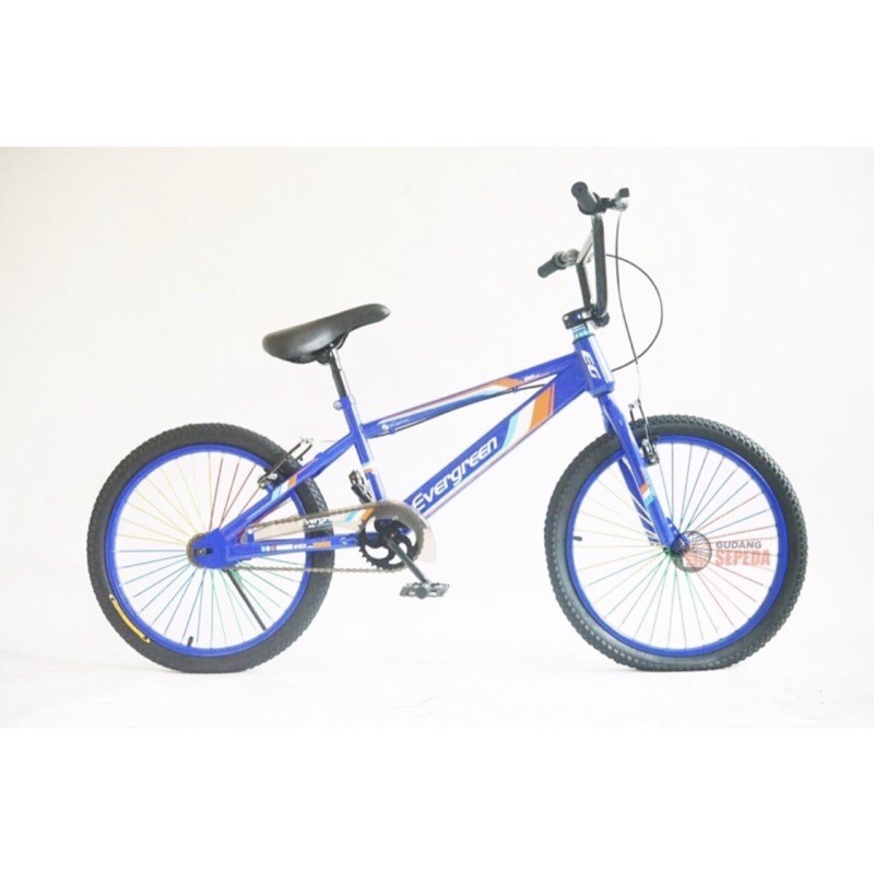 sepeda bmx evergreen 20 inch ready siap pakai sudah rakit cowok bisa COD kredit cicilan B1 SNI speda-Biru