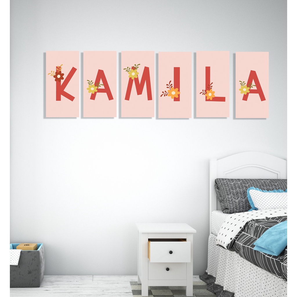 Kamilastorindo Custom Nama Dekorasi Kamar Poster Kayu Huruf Alphabet 1020