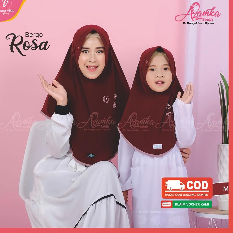 Koleksi Terbaru.. Jilbab Couple Ibu dan Anak Usia 3-6 Tahun Bergo Rosa Mom and Kids By Azamka Hijab 