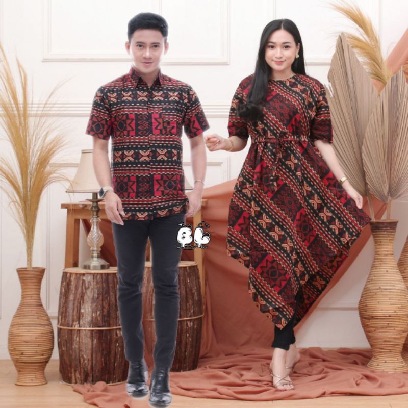 Harga Pabrik Set Couple Baju Batik Kemeja Pendek Dan Tunik // Couple Batik Maura Ruffle Sania // Couple Terlaris aKwYNrMhQle8By