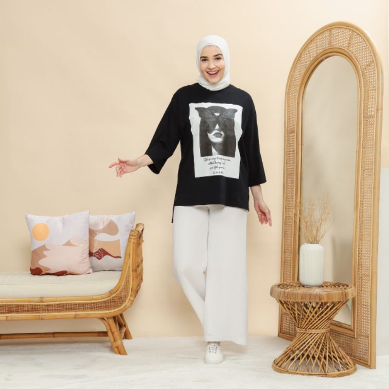 Oversize/ Baju Kaos Hijab / Kaos Ghamo Original / Baju Kaos Oversize Wanita