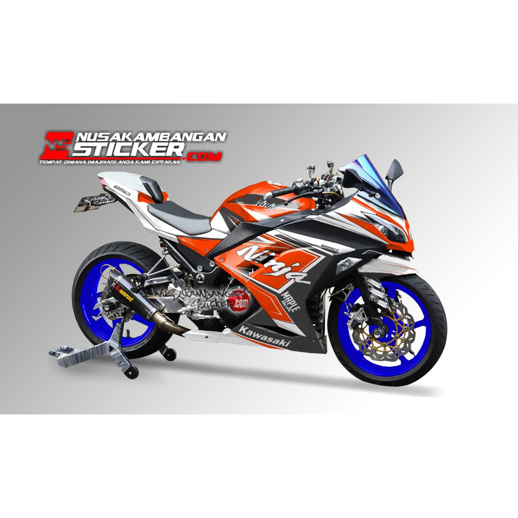 Decal Stiker Ninja 250 FI Grafis Ninja Putih Orange