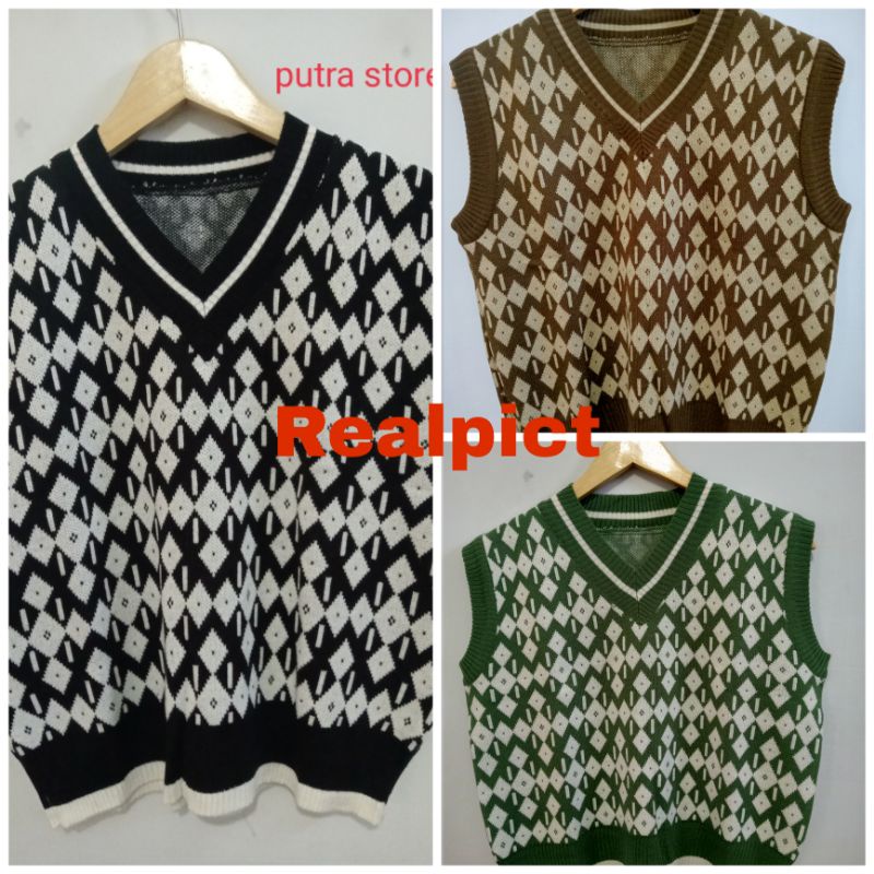 VEST VINTAGE/ ROMPI RAJUT WANITA / ROMPI RAJUT MOTIF CORAK PREMIUM