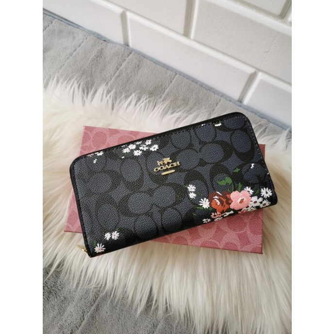 Coach Signature Flower Wallet Long Zip Dompet Panjang Wanita Premium