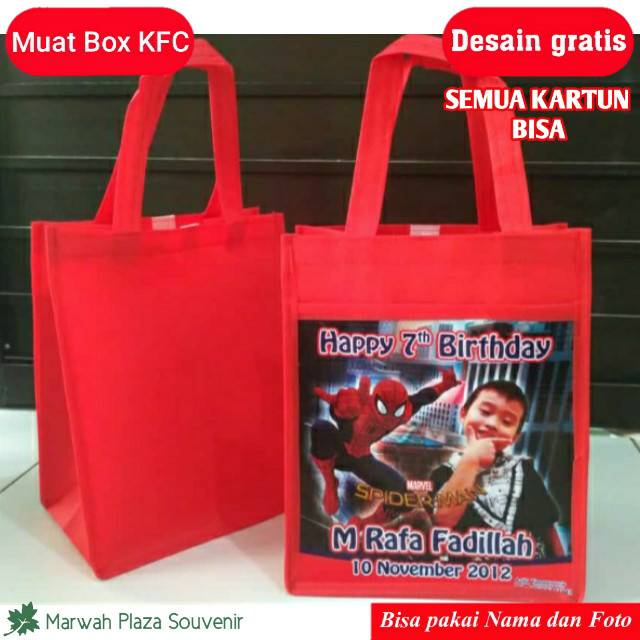 

Tas Ulang tahun Kantong Spiderman Custom UK 20X25X12CM / Semua Kartun Bisa