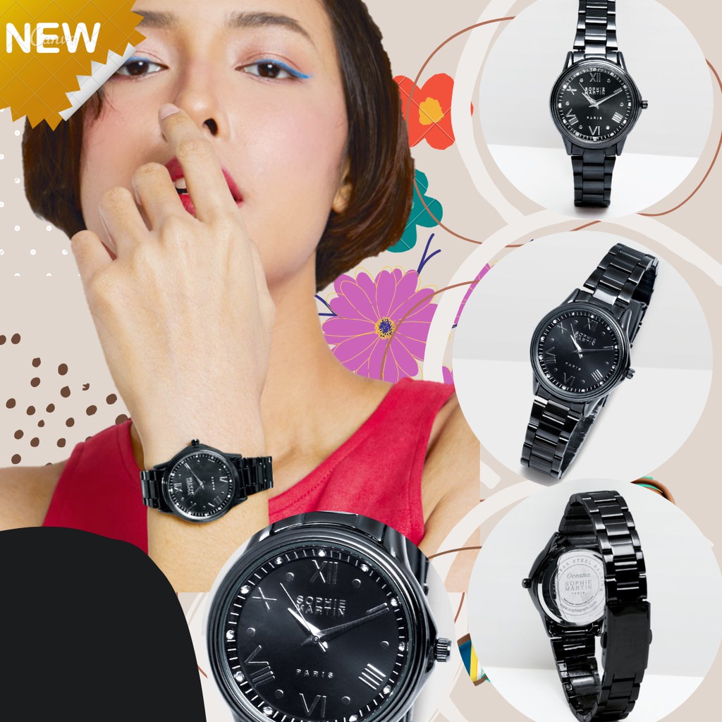 SOPHIE PARIS JAM OCEANA BLACK LAL1061B5 TERBARU ORIGINAL BERKUALITAS