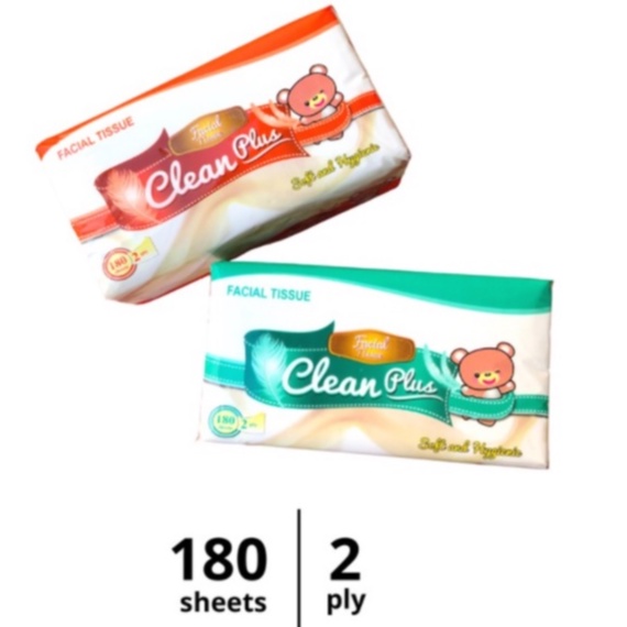 Clean Plus Softpack Tissue Beruang 180 Sheets / Premium Facial Tissue 180 sheets 2ply Clean Plus | 180s | Tisu Wajah Halus