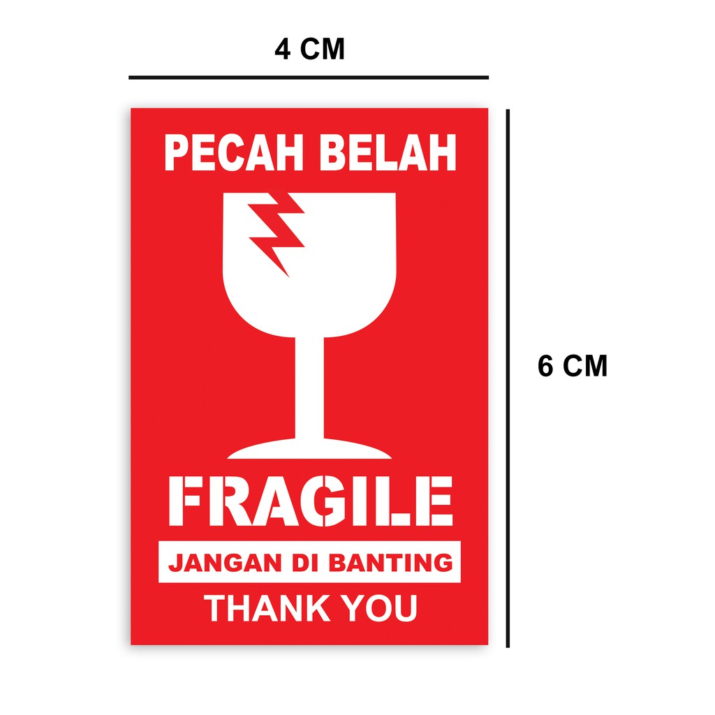 Jual Sticker Fragile 4x6 Cm Stiker Pengaman Paket Pecah Belah