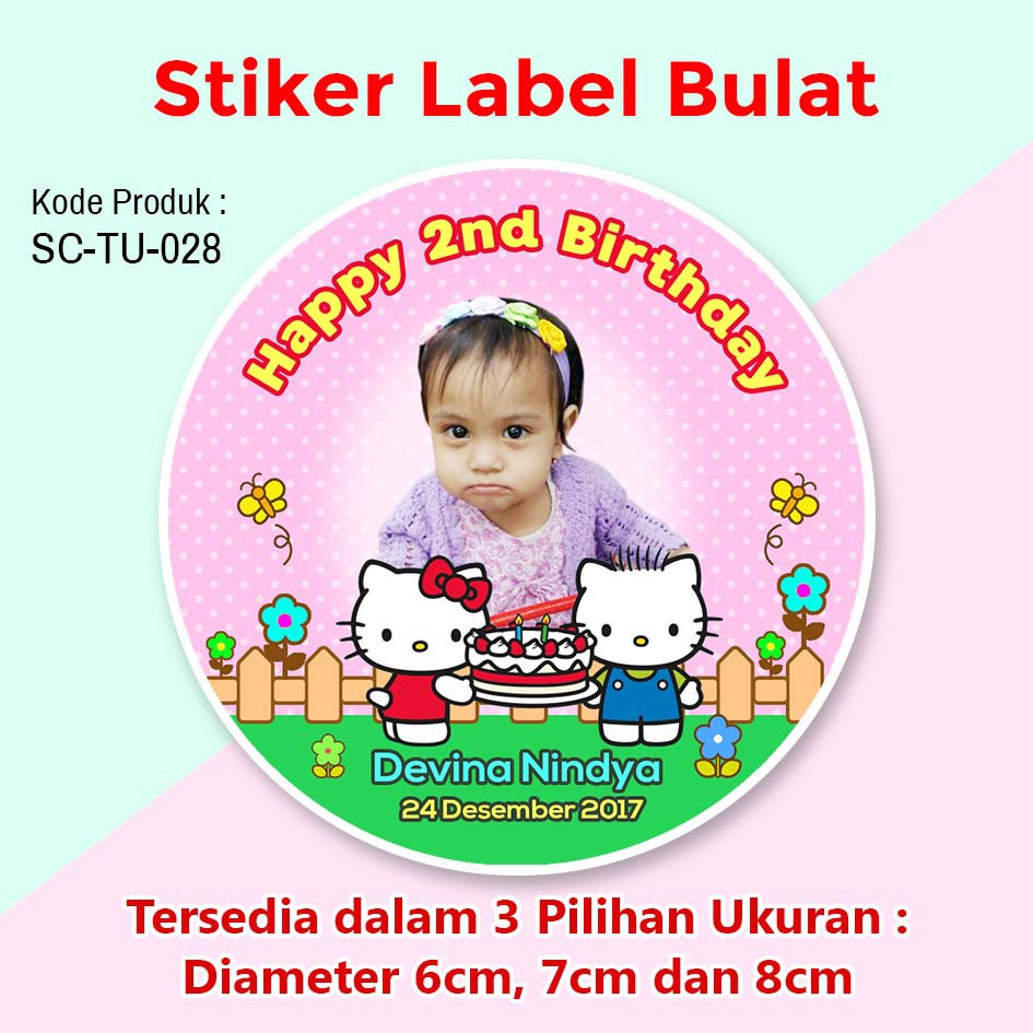 Stiker Label Ulang Tahun Bulat Anak Tumpeng Mini Souvenir Hello Kitty Shopee Indonesia