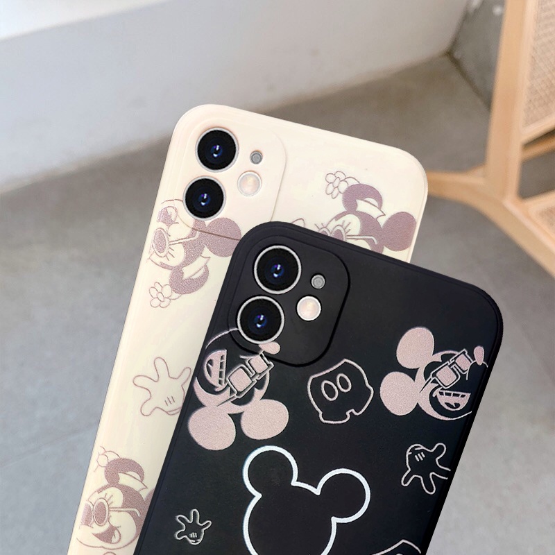 Casing Iphone 6 6s 7 8 Plus 13 11 Pro Max Xr X Xs Max Se 2020 iPhone 12 Pro Max 12 mini Gambar Kartun Mickey Minnie Warna Coklat Matte Ptu