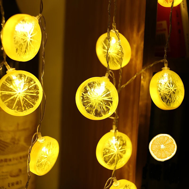 (2M) Lampu String Led Bentuk Irisan Lemon Tenaga Baterai Untuk Dekorasi Natal