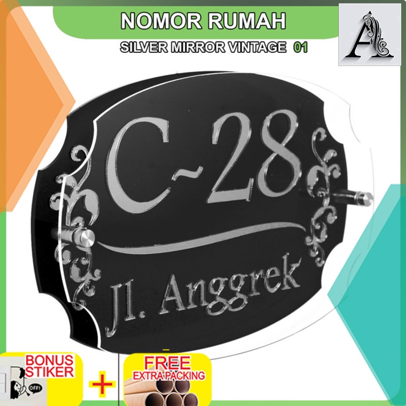 

Terlaris Nomor Rumah Akrilik Silver Mirror Vintage Series 01
