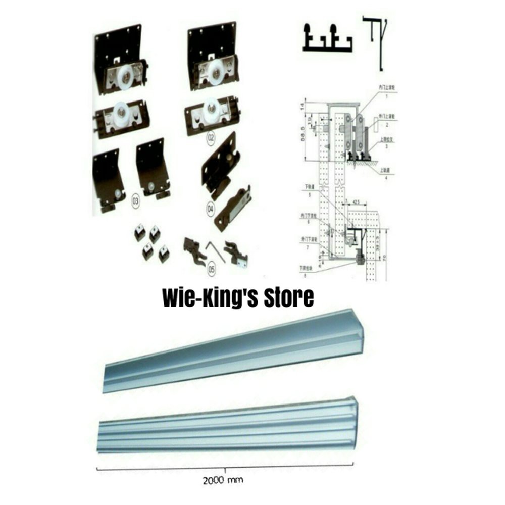 Roda Dan Rel Pintu Lemari Sliding   Geser 2 Pintu YIMING