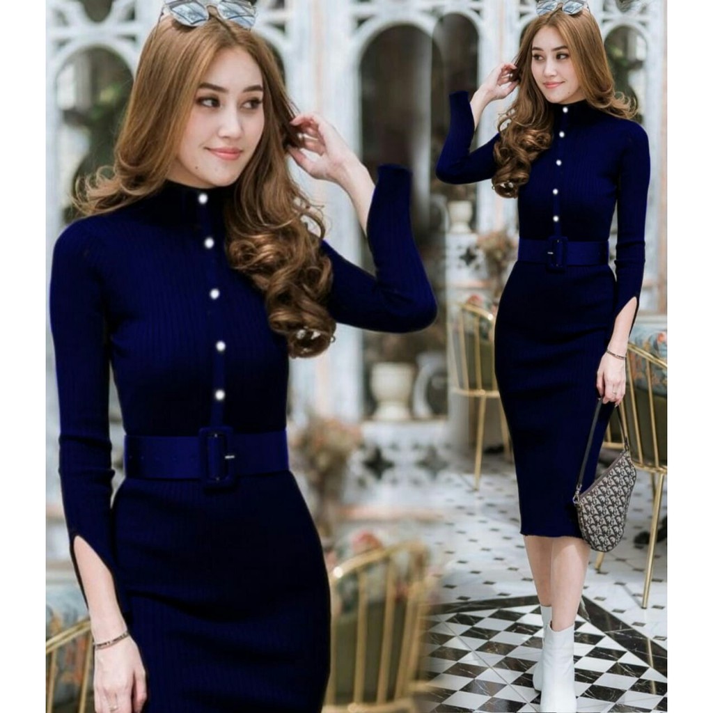 Dress Rajut Wanita AAntenii / Dress Bodycon Casual Wanita