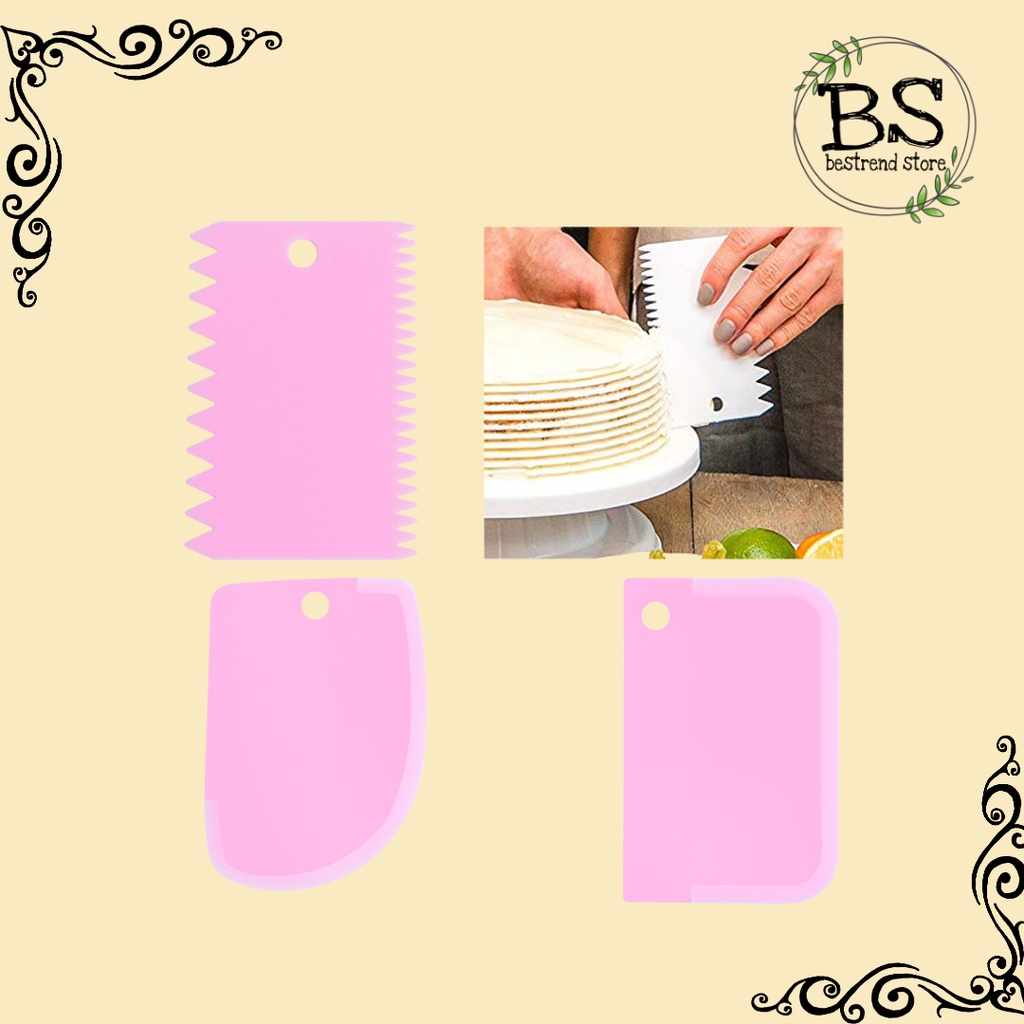 Pemotong Adonan Kue 3 pcs Set Scraper Plastik