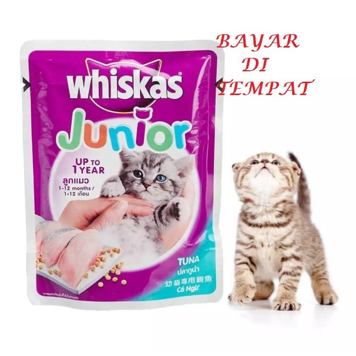 MAKANAN KUCING KITTEN BASAH WHISKAS JUNIOR RASA IKAN TUNA 85 GRAM