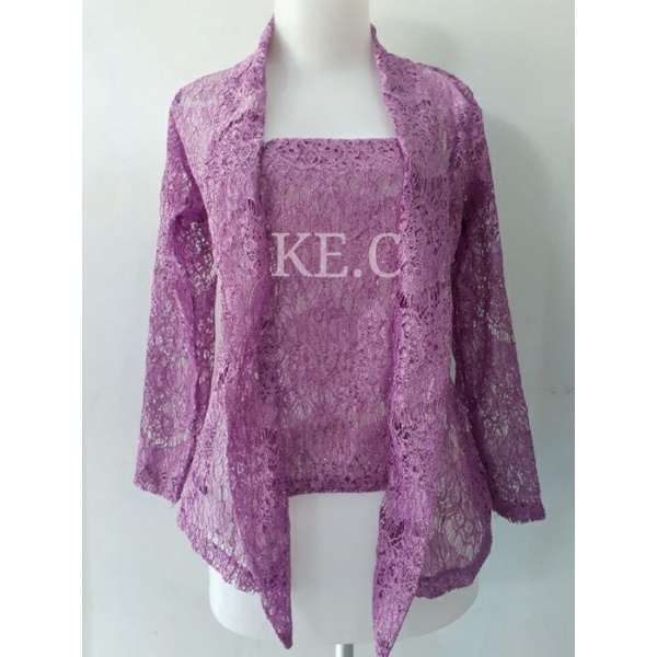 Kebaya kutubaru brokat ungu lilac