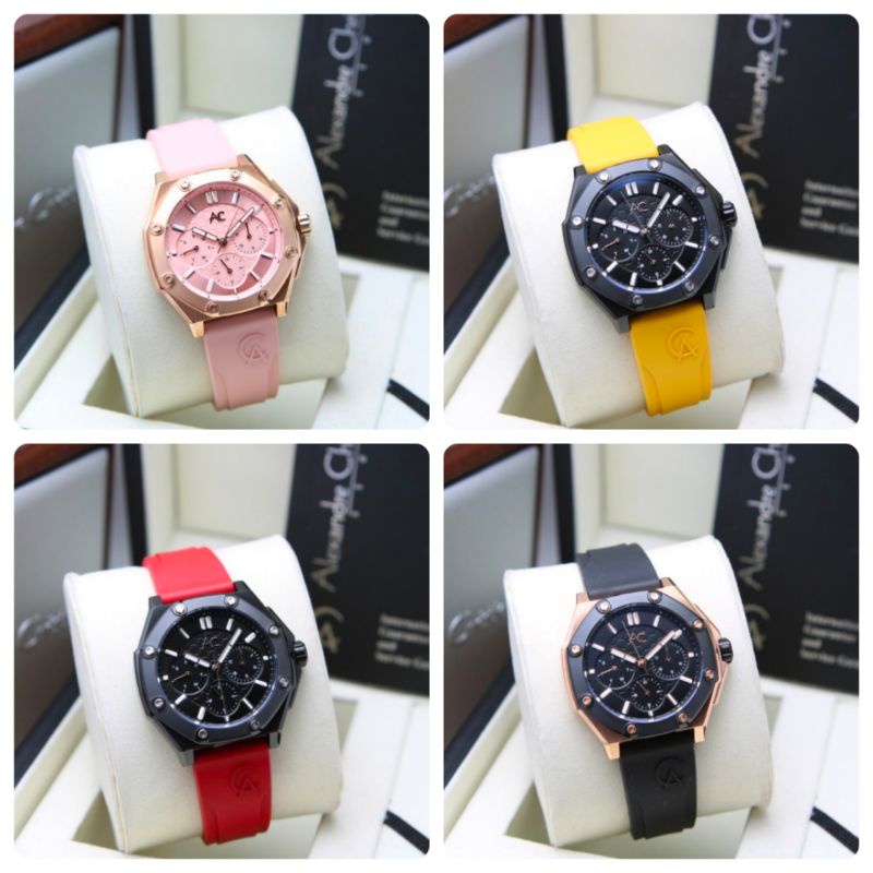 JAM TANGAN WANITA ALEXANDRE CHRISTIE RUBBER AC 9601 9601 AC9601 ORIGINAL