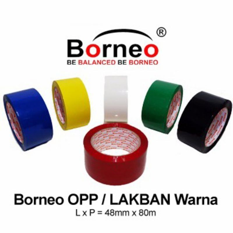 BORNEO Lakban warna warni 2&quot;x80 m/90 yard LAKBAN WARNA 90 YARD