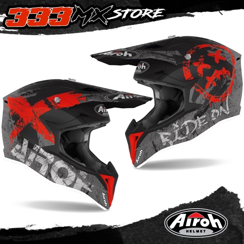 HELM AIROH WRAAP SMILE RED HELM CROSS AIROH WRAAP SMILE RED MX OFFROAD