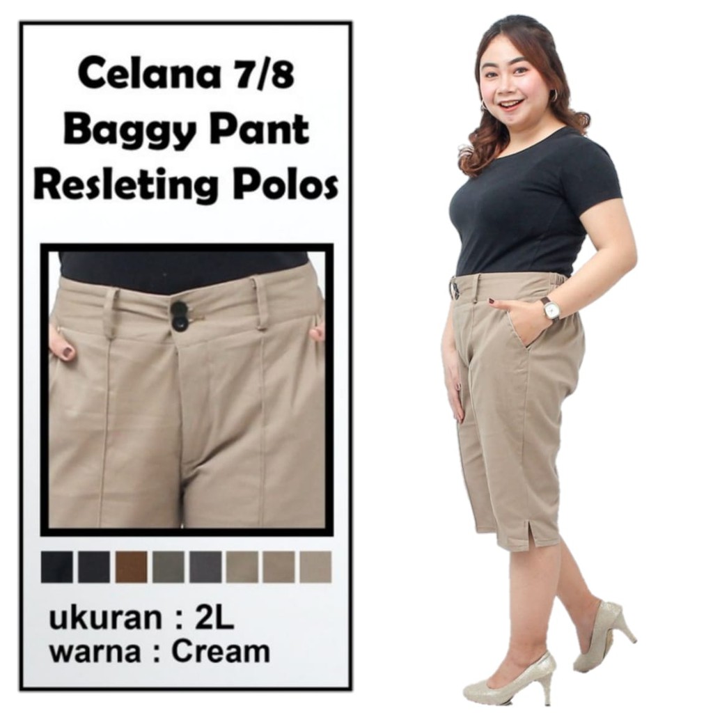 Celana Pendek  7/8 Wanita Katun Stretch S-L-XL-XXL-4L-5L-6L-8L