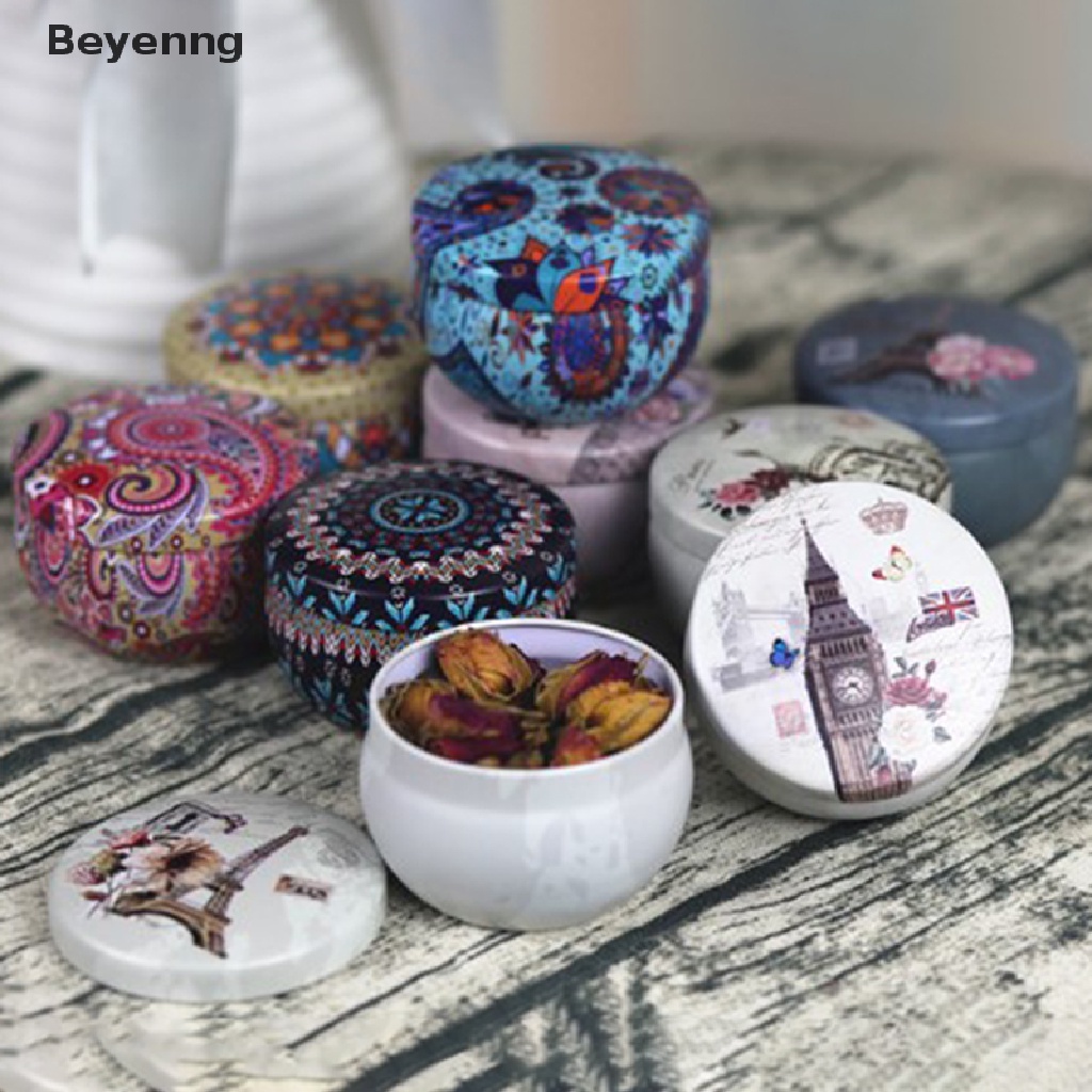 Beyenng Retro Floral Tin Can Tea Storage Box Candy Gift Case  ID