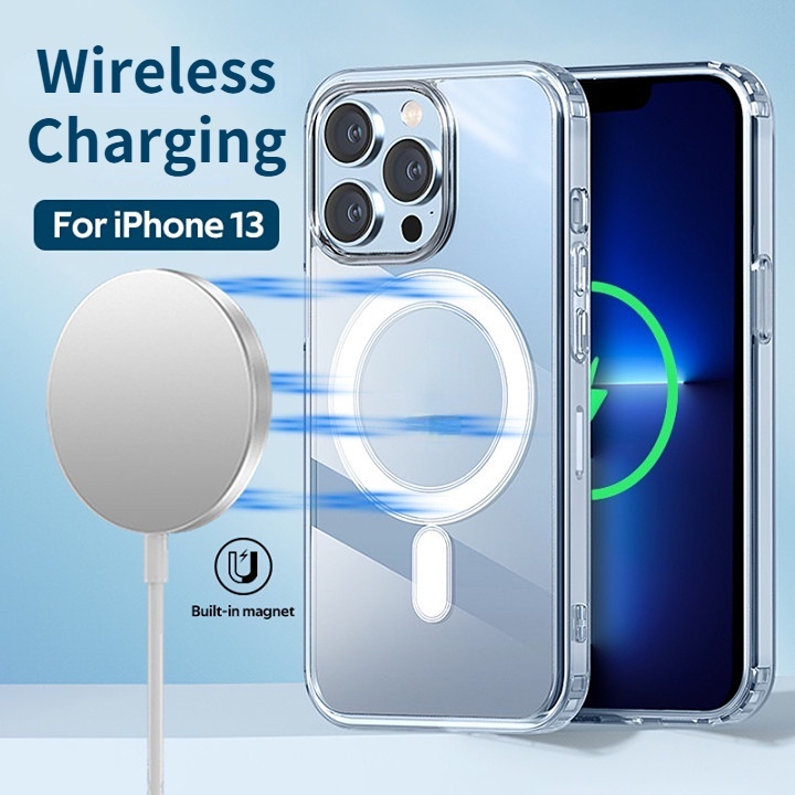 Case Magnetik Full Cover Hp Wireless Charging Untuk iPhone 14 / 13 / 12 / 11pro / X / XR / XS Max / 12 / 13 Mini